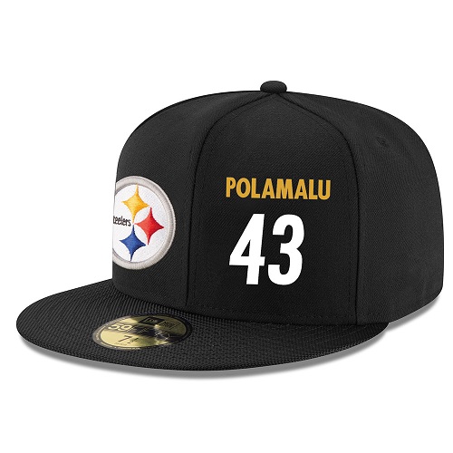 NFL Pittsburgh Steelers #43 Troy Polamalu Stitched Snapback Adjustable Player Hat - Black/White